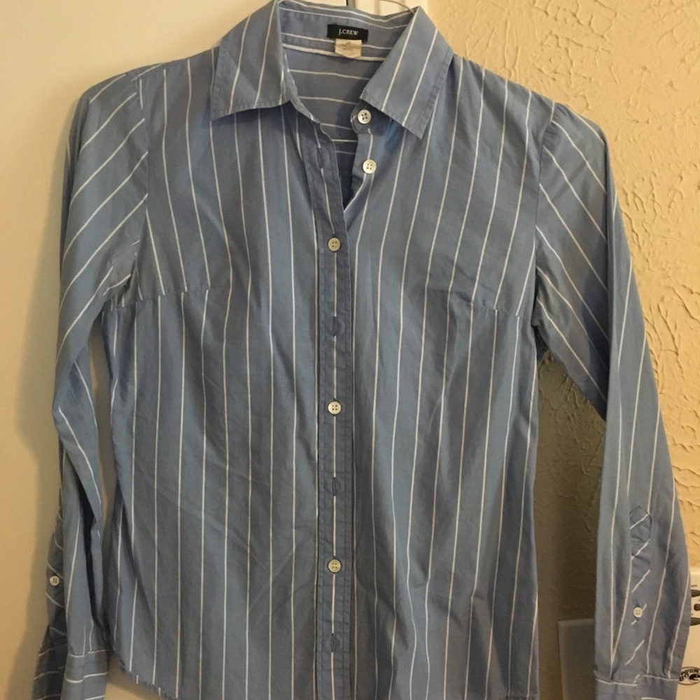 J Crew fitted button up striped dress shirt